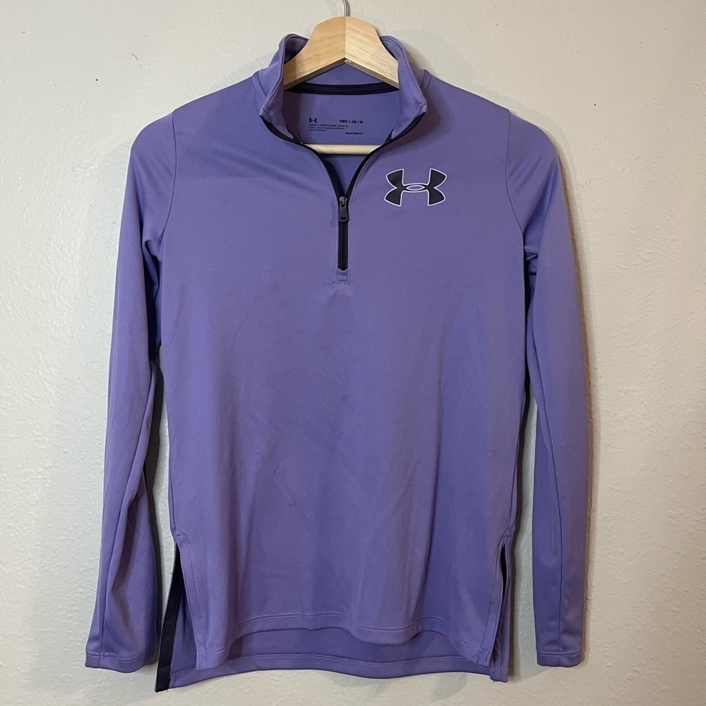 Under Armour youth medium half zip up light purple pull over, EUC, loose fit